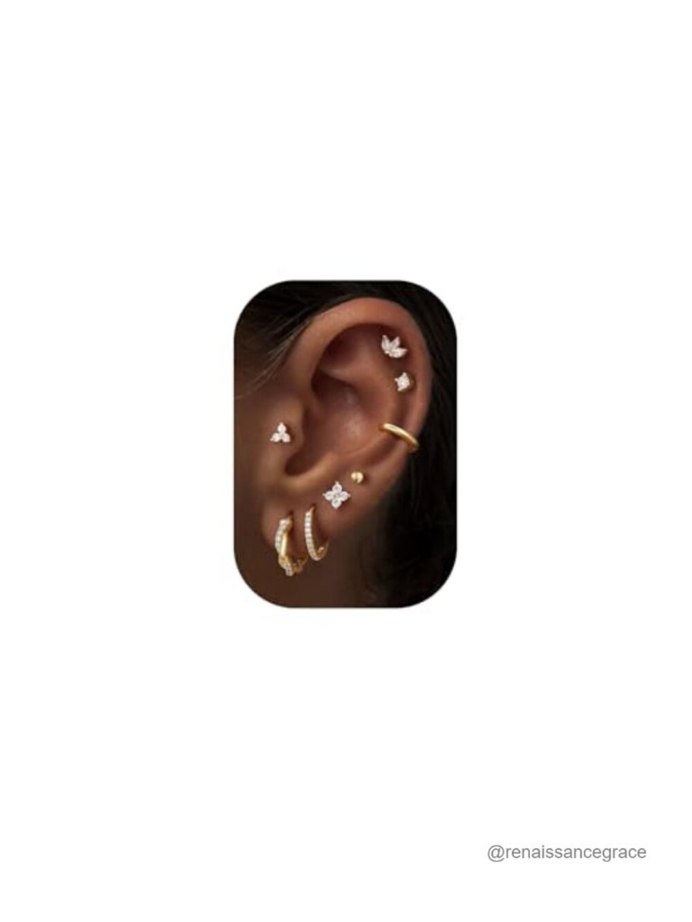 Hypoallergenic 14K Gold Plated Huggie Hoop Earrings Set of 8 for Sensitive Ears